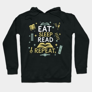 Eat Sleep Read Repeat, Funny Reading Hoodie